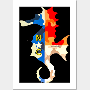 Camo NC Flag seahorse Posters and Art